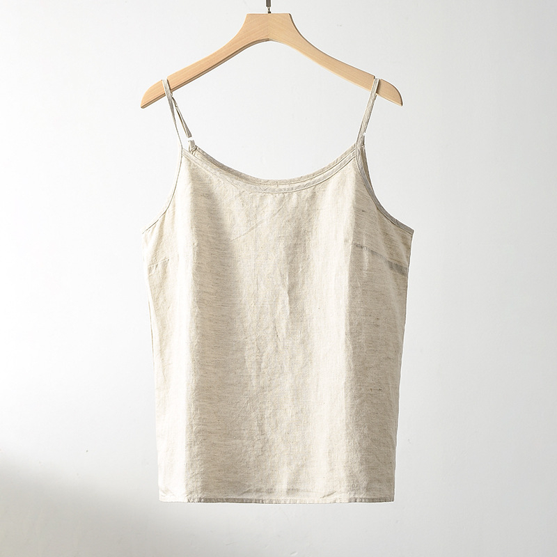 Vestă din in pentru femei, cu bretele, croială lejeră, respirabilă, culoare solidă, 95% in