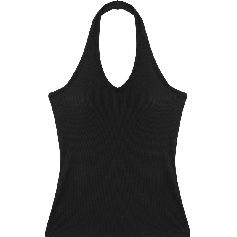 Top halter cu pernă pentru bust – croială Slim, lungime scurtă, 95% viscoză, stil minimalist, inspirație japano-coreeană