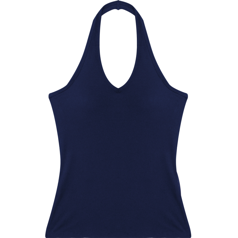 Top halter cu pernă pentru bust – croială Slim, lungime scurtă, 95% viscoză, stil minimalist, inspirație japano-coreeană