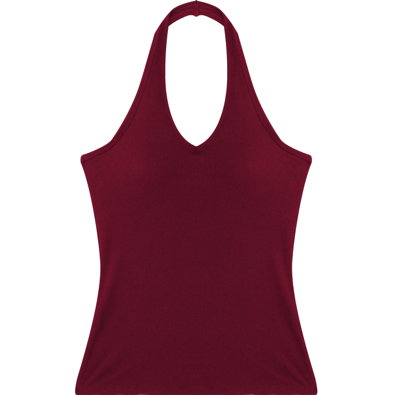 Top halter cu pernă pentru bust – croială Slim, lungime scurtă, 95% viscoză, stil minimalist, inspirație japano-coreeană