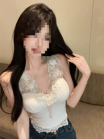 Camisolă din dantelă cu strasuri, fără mâneci, decolteu în V, ultra-scurtă, țesătură plasă cu model 3D, bretele subțiri