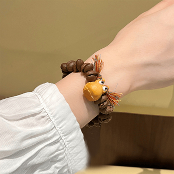 Brățară handmade din boabe de cafea și lemn de santal, stil drăguț, unisex cu mărgele zodiacale