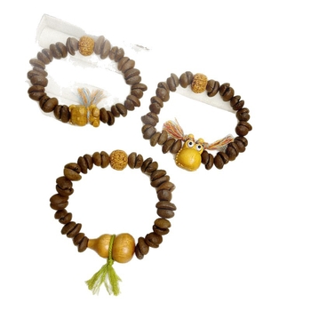 Brățară handmade din boabe de cafea și lemn de santal, stil drăguț, unisex cu mărgele zodiacale