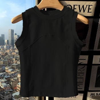 Top din bumbac pentru femei fără mâneci, stil sling, urban, croială lejeră, microelastic, bretele duble, vară 2024