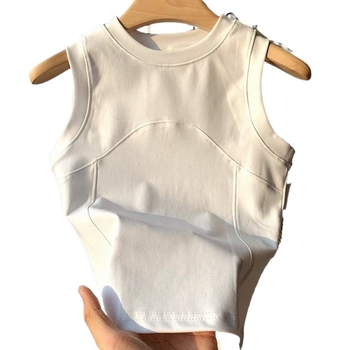 Top din bumbac pentru femei fără mâneci, stil sling, urban, croială lejeră, microelastic, bretele duble, vară 2024