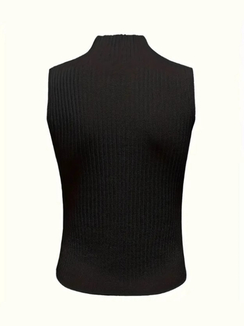 Top fără mâneci pentru femei, talie subțire, croială Slim, top scurt de vară tricotat, viscoză 70–80% (Versiune: Slim fit; Lungime: 50–65 cm; Model: Solid; Sezon: Primăvara 2025)