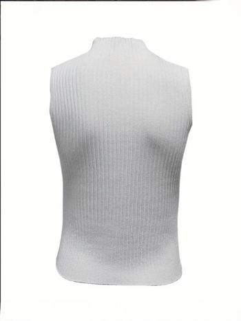 Top fără mâneci pentru femei, talie subțire, croială Slim, top scurt de vară tricotat, viscoză 70–80% (Versiune: Slim fit; Lungime: 50–65 cm; Model: Solid; Sezon: Primăvara 2025)