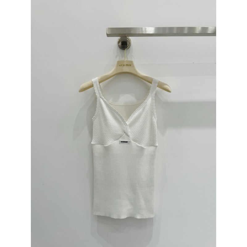 Top damă din bumbac tricotat, decolteu în V, bretele duble, textură plasă 3D, croială slim-fit