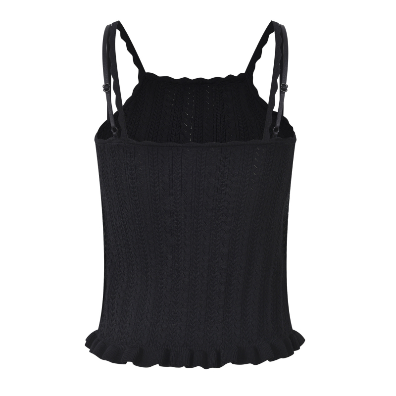 Top tricotat cu bretele, croială slim, țesătură Ice Silk, fibră de viscose, bretele nedemontabile