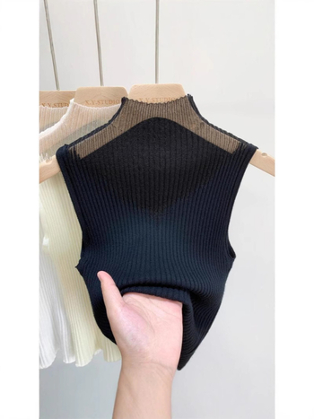 Top fără mâneci pentru femei, slim-fit, tricot Ice Silk, Viscoză 70–80%, Lungime 50–65 cm, Bretele nedemontabile, Primăvara 2025