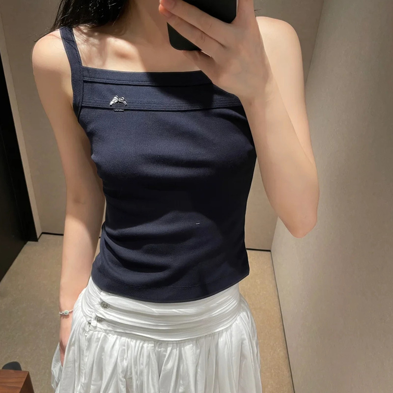 Top de bază slim-fit, stil sling, lungime scurtă, bumbac 50–70%