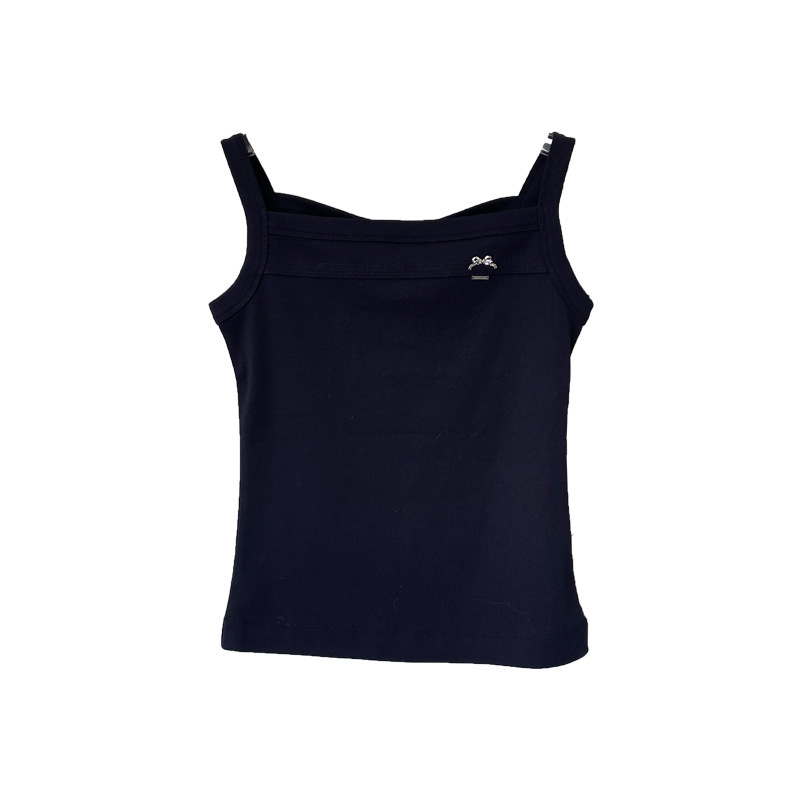 Top de bază slim-fit, stil sling, lungime scurtă, bumbac 50–70%