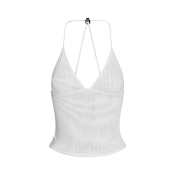 Top camisole cu decupaj la spate în formă de fluture, material plasă cu elastan, lungime ultra-scurtă ≤40 cm, fără bretele, vara 2024