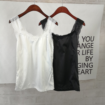 Top damă din mătase artificială cu dantelă, stil coreean, decolteu în V, croială Slim