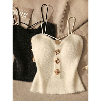 Top camisole pentru femei, stil sling, croială Slim, 95% viscoză, Sezonul de iarnă 2024