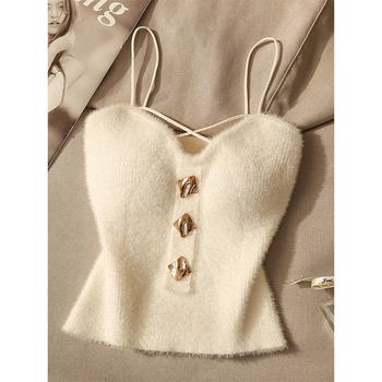 Top camisole pentru femei, stil sling, croială Slim, 95% viscoză, Sezonul de iarnă 2024