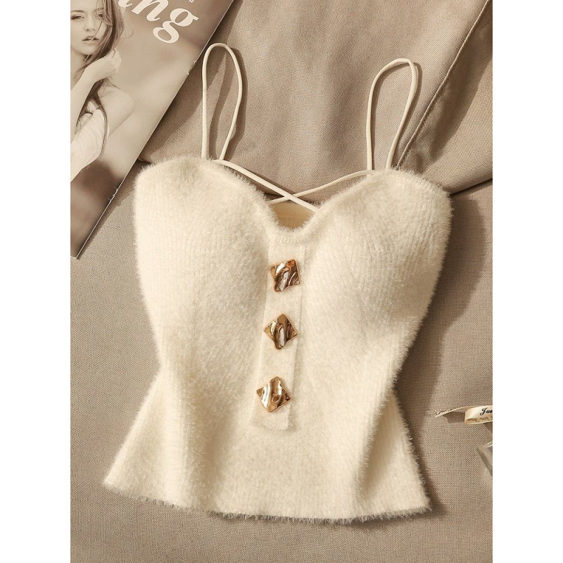 Top camisole pentru femei, stil sling, croială Slim, 95% viscoză, Sezonul de iarnă 2024