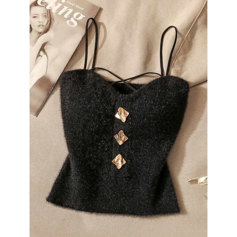 Top camisole pentru femei, stil sling, croială Slim, 95% viscoză, Sezonul de iarnă 2024