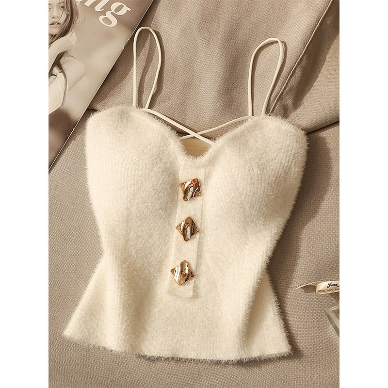 Top camisole pentru femei, stil sling, croială Slim, 95% viscoză, Sezonul de iarnă 2024