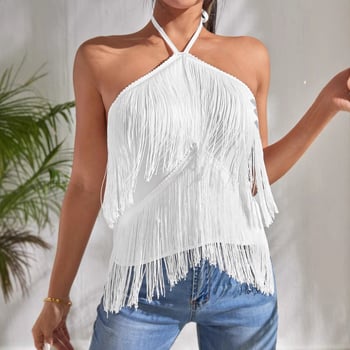 Top halter, bretele cu șiret la umeri, poliester, 90-95% poliester, croială Slim