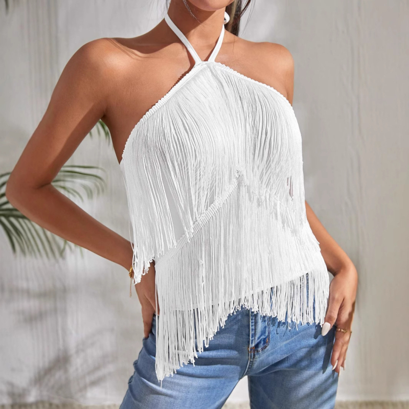 Top halter, bretele cu șiret la umeri, poliester, 90-95% poliester, croială Slim