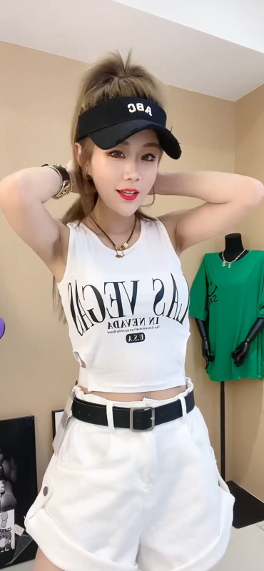 Top damă fără mâneci cu decupaj la talie, lungime scurtă, bumbac, croială Slim