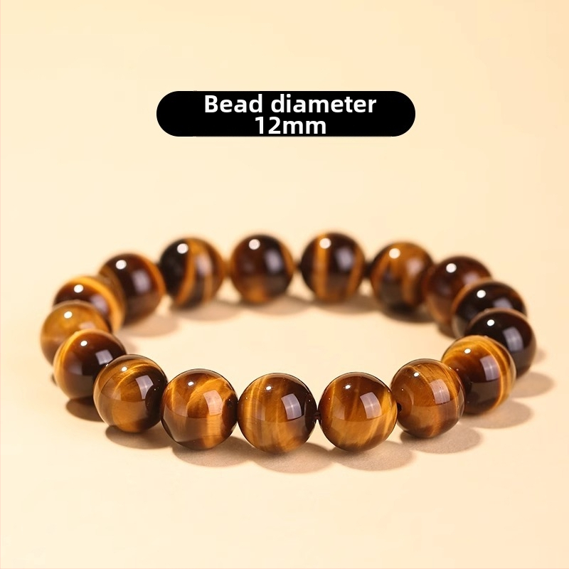 Brățară din ochiul de tigru galben natural, unisex, stil etnic, retro literar-artistic (Unisex; Stil etnic; Retro literar-artistic; Primăvara 2024)