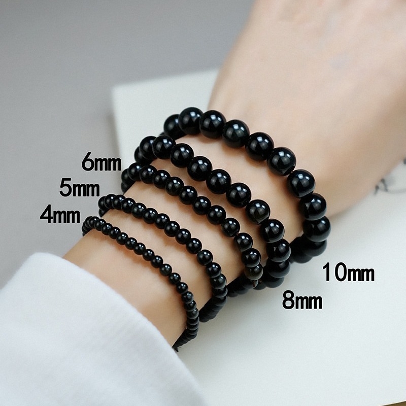 Brățară subțire din obsidian – unisex, lucrată manual, stil retro, accesoriu de mână, cadou pentru călătorii