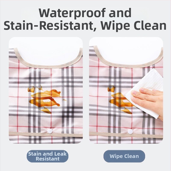 Bib de hrănire pentru persoane în vârstă, Neck-Style impermeabil, Poliester, Model grilă, Unisex