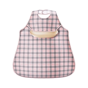 Bib de hrănire pentru persoane în vârstă, Neck-Style impermeabil, Poliester, Model grilă, Unisex