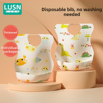 Bavetă de unică folosință pentru copii, impermeabilă, model cu desene animate, pentru vârsta 1–3 ani, din țesătură nețesută cu membrană PE