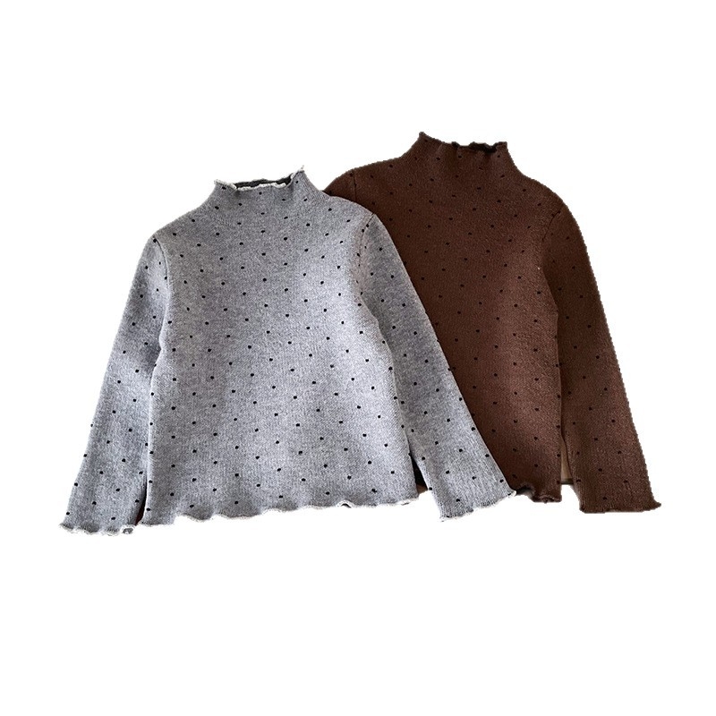 Pulover pentru copii de iarnă cu buline, guler rotund, amestec acrilic gros, pentru copii 1-3 ani