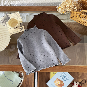 Pulover pentru copii de iarnă cu model cu buline, guler rotund, amestec acrilic, gros, pentru 1-3 ani