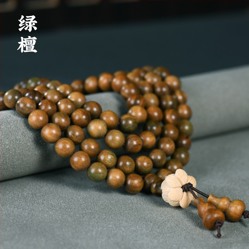 Brățară din lemn de santal cu 108 mărgele, motif lotus, lucrat manual, stil etnic