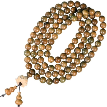 Bratara din lemn de santal, 108 mărgele, cu motiv lotus, stil etnic, lucrat manual, potrivit cadoului