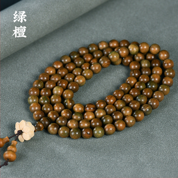 Brățară mala din lemn de santal, 108 mărgele, motif lotus, lucrată manual, stil etnic