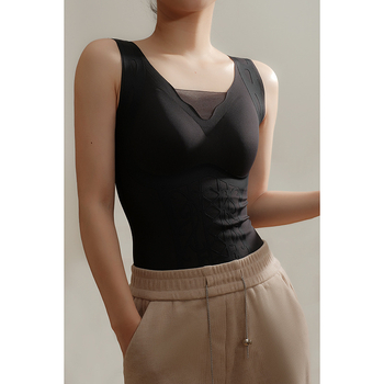 Vesta Nude-Feel de modelare pentru femei, amestec Nylon-Spandex, toamna 2025, croială Slim, top camisole interior cu inserții pentru bust încorporate