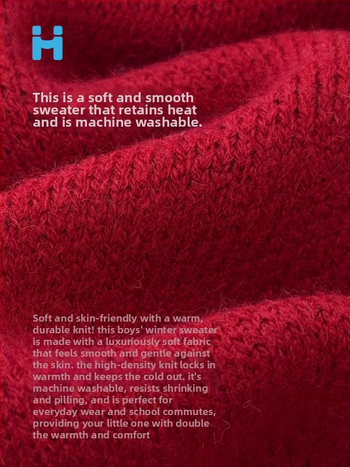 Pulover tricotat pentru copii, băieți, stil coreean, tricot gros, acrilic 43%, iarnă 2025