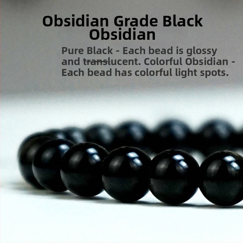 Brățară subțire din obsidian - Handmade, unisex, stil retro, lansare vară 2024, tendință de personalitate