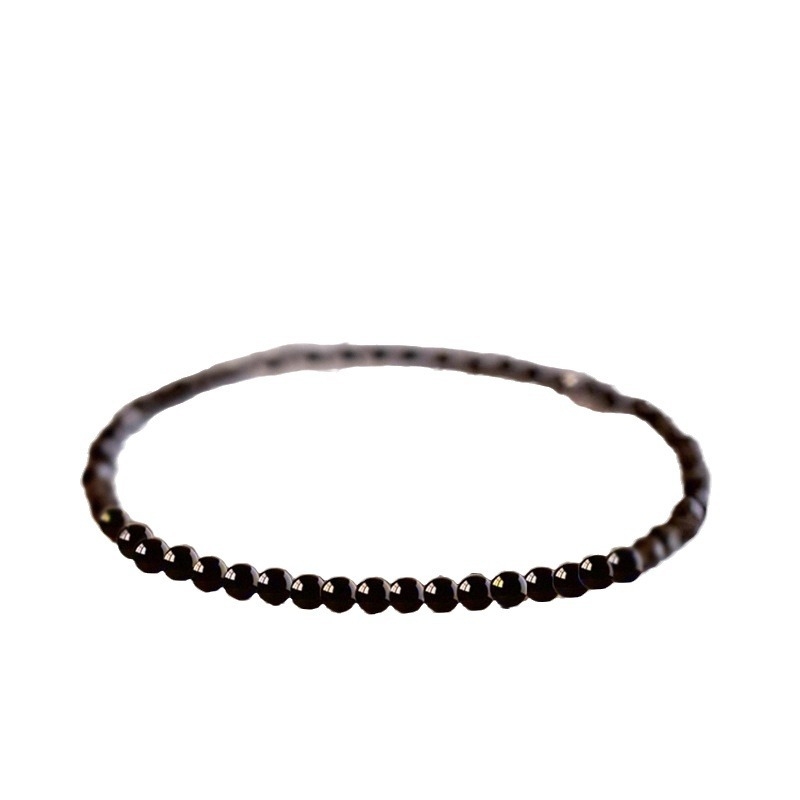 Brățară subțire din obsidian - Handmade, unisex, stil retro, lansare vară 2024, tendință de personalitate