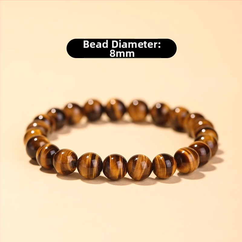 Brățară cu mărgele din piatră ochi de tigru, unisex, stil etnic, design de rozariu budist cu cerc unic