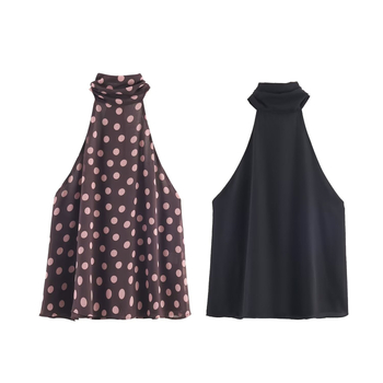 Halter-top s mašnicom, chiffon tkanina, polyester smjesa 30–50%, uski kroj, Zima 2025