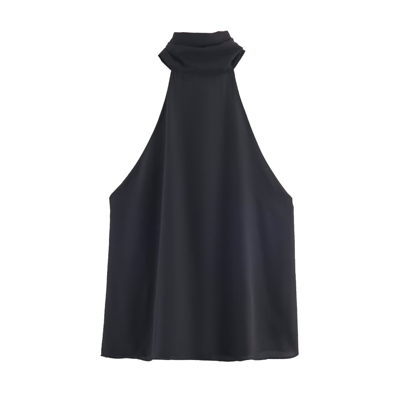 Halter-top s mašnicom, chiffon tkanina, polyester smjesa 30–50%, uski kroj, Zima 2025