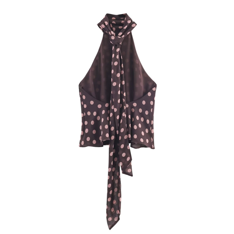 Halter-top s mašnicom, chiffon tkanina, polyester smjesa 30–50%, uski kroj, Zima 2025