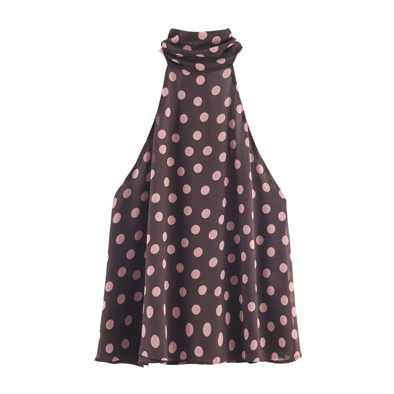 Halter-top s mašnicom, chiffon tkanina, polyester smjesa 30–50%, uski kroj, Zima 2025