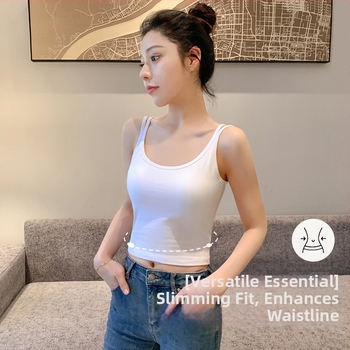 Női camisole nylonból, kerek nyakú, vékony anyag, szivacsminta párnavetővel, sling-stílusú pántok, minden szezonban viselhető, 2025 tavaszi bevezetés