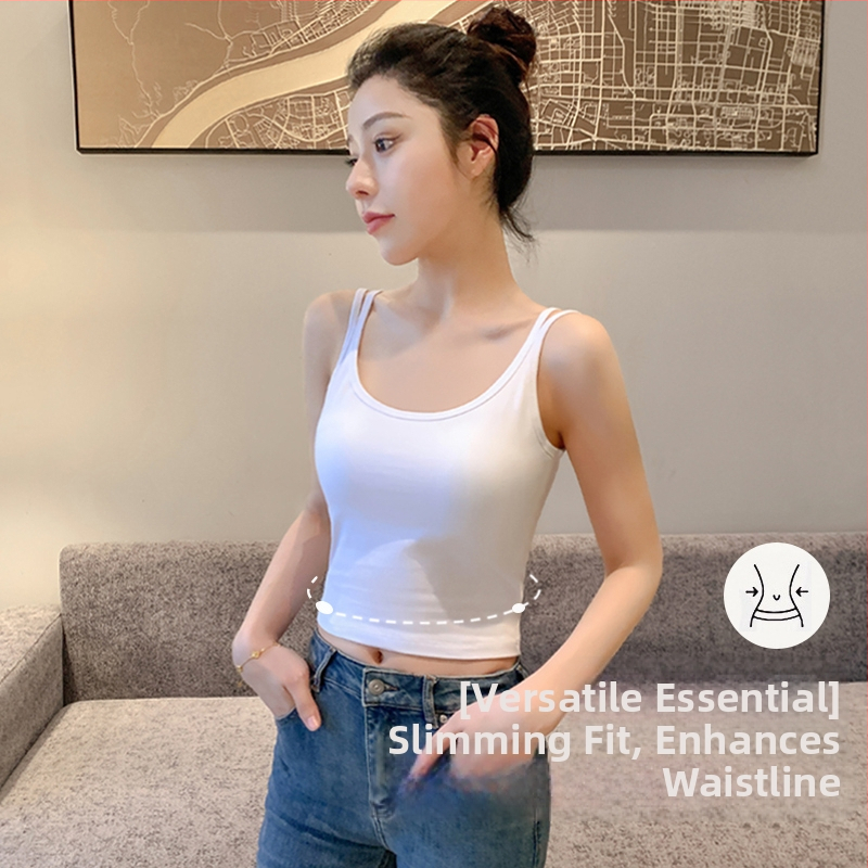 Női camisole nylonból, kerek nyakú, vékony anyag, szivacsminta párnavetővel, sling-stílusú pántok, minden szezonban viselhető, 2025 tavaszi bevezetés