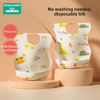Bib de unică folosință pentru bebeluși, model cu desene animate, material nețesut impermeabil PE, pentru copii 1–3 ani