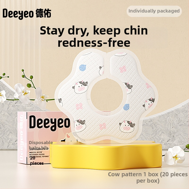 Prosop-bib pentru saliva bebeluș, de unică folosință, impermeabil, țesătură nețesută cu aer cald, imprimeu