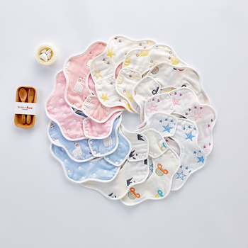 Salivator bebeluș din tifon și bumbac, anti-murdărire, model animale/desene animate, pentru sugari și copii mici (0-3 ani)